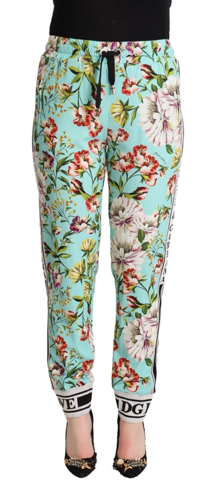 Dolce Gabbana Floral Viscose Jogger Pants in Green