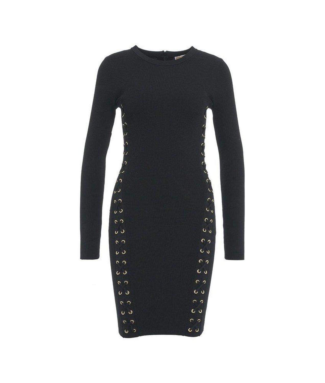 Michael Michael Kors Ribbed Stretch Knit Lace Up Dress