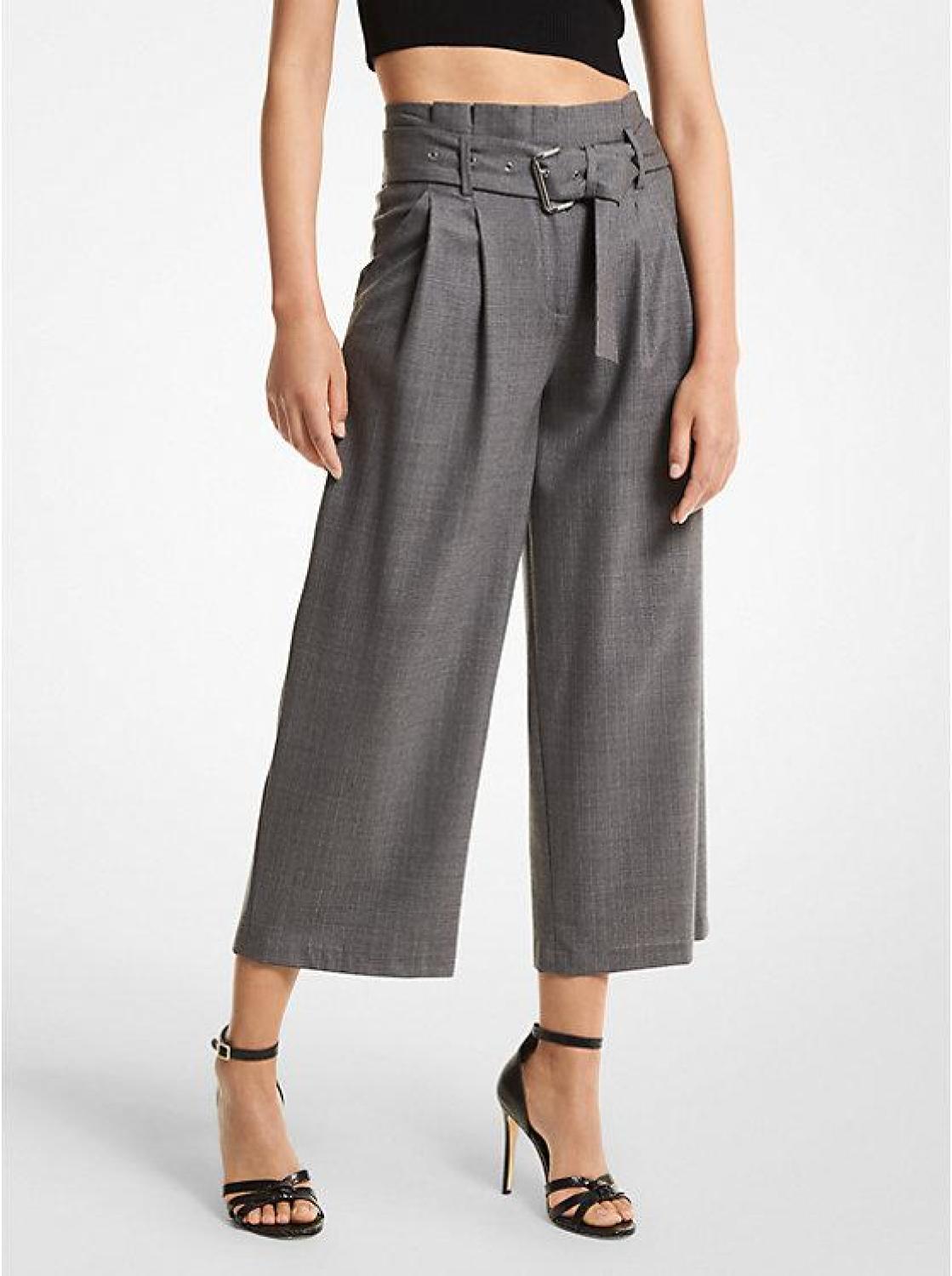 Cotton Blend Twill Cropped Pants