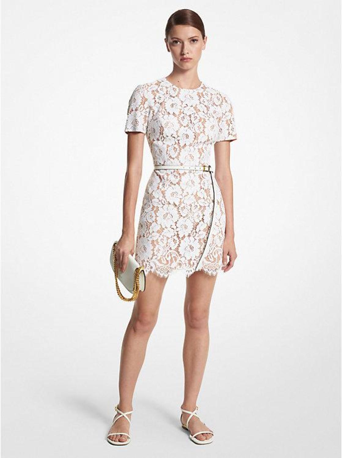 Cotton Blend Floral Lace Dress