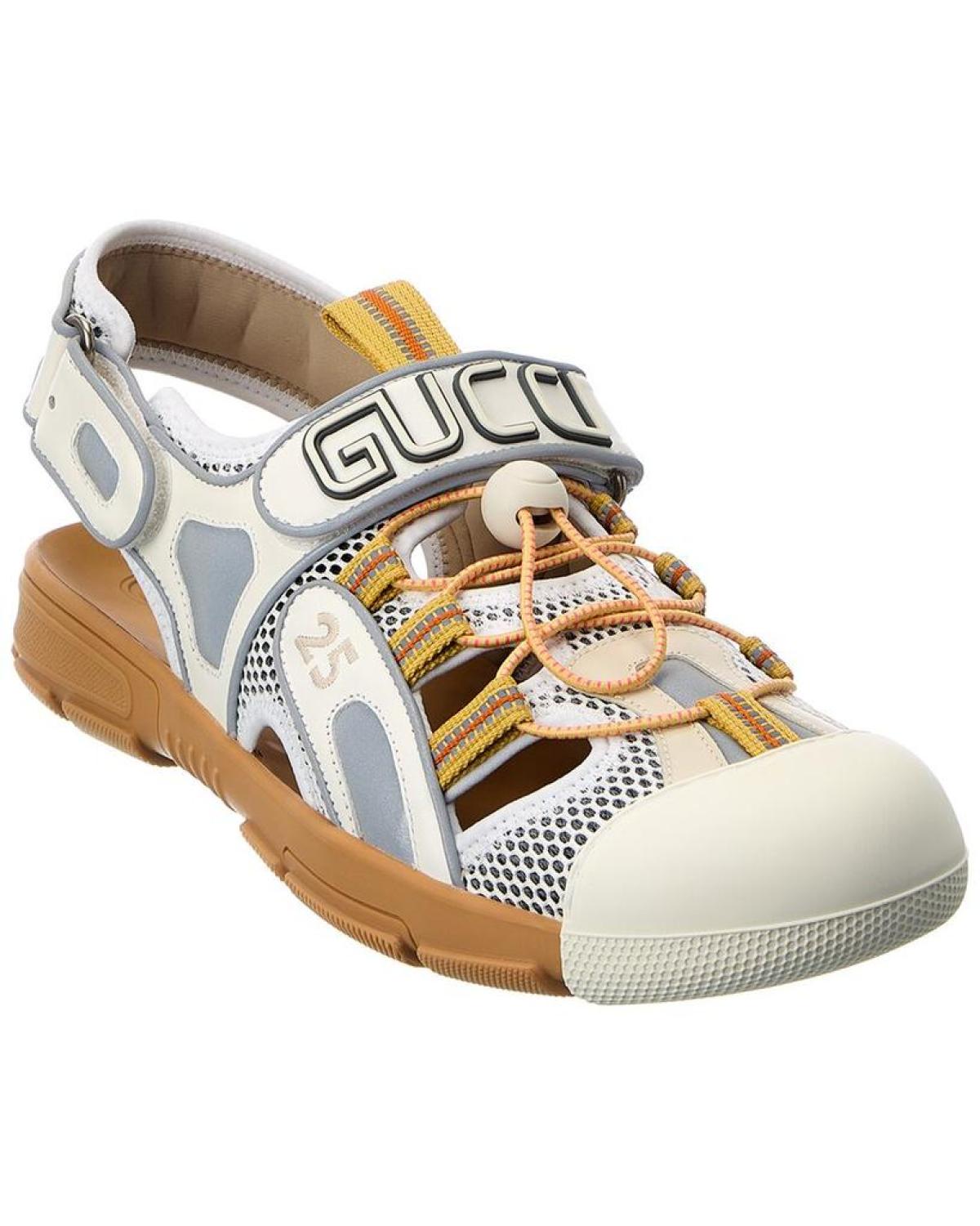 Gucci leather and mesh sandals deals