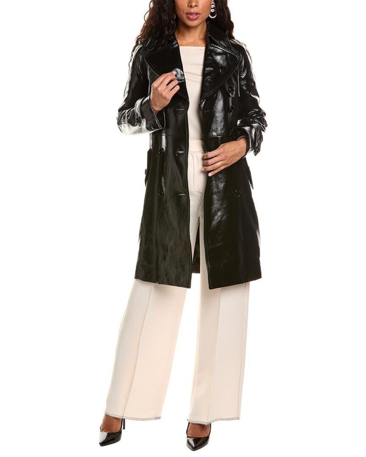 Michael kors leather trench coat womens best sale