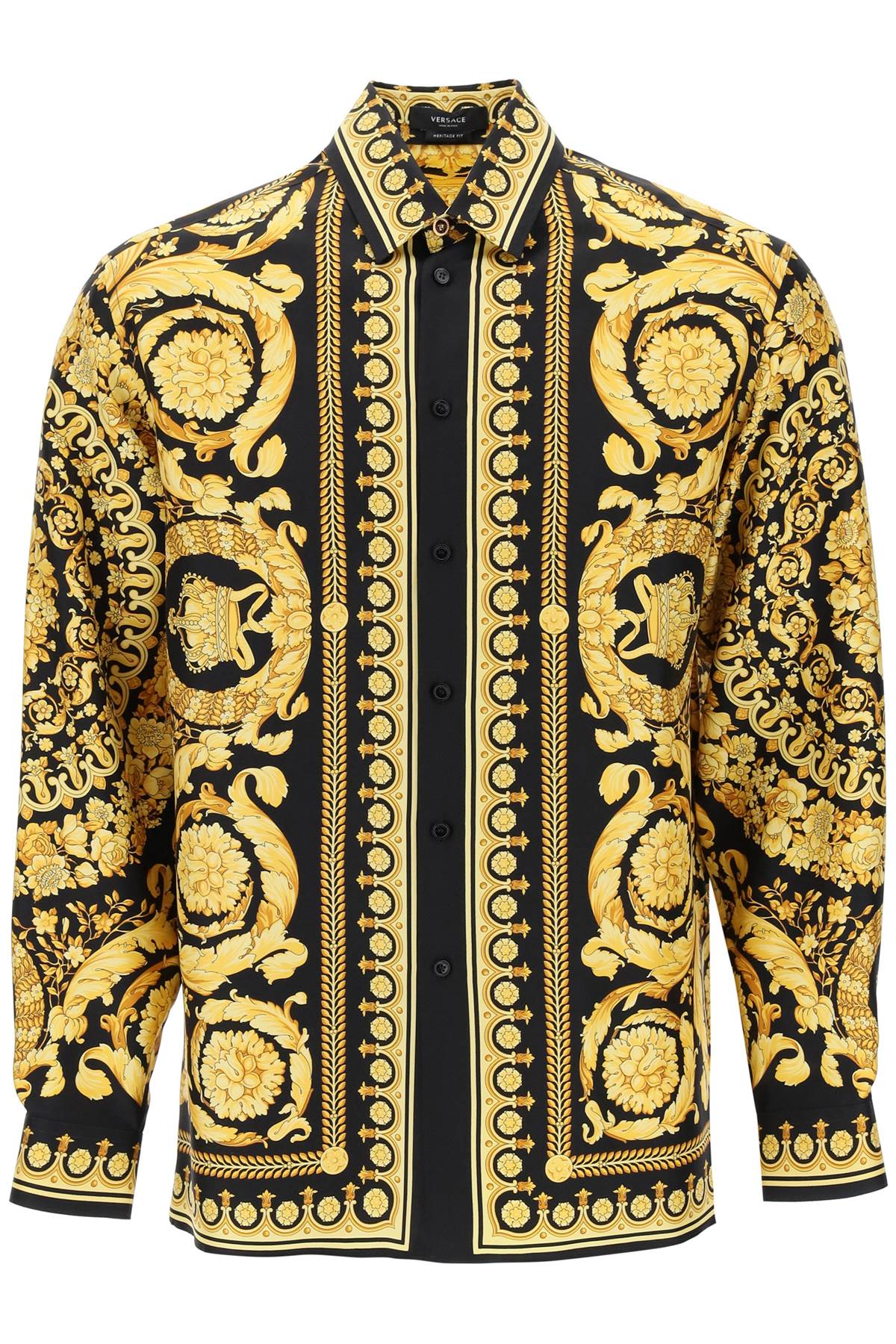 Baroque-print silk shirt, Versace