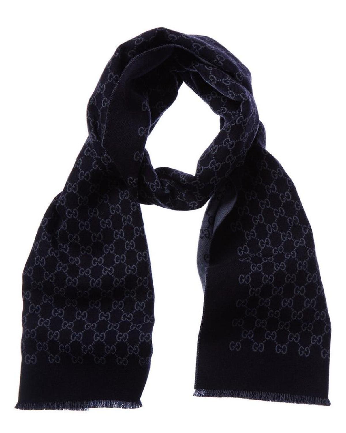 Double jacquard gg wool hot sale scarf