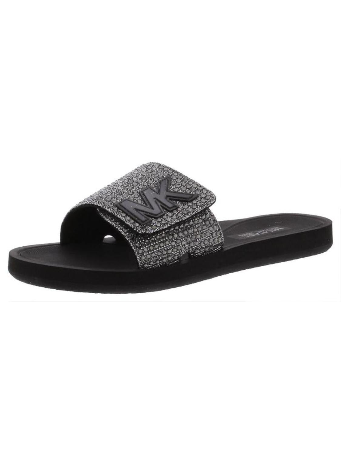 MK Slide Womens Textured Metallic Slides