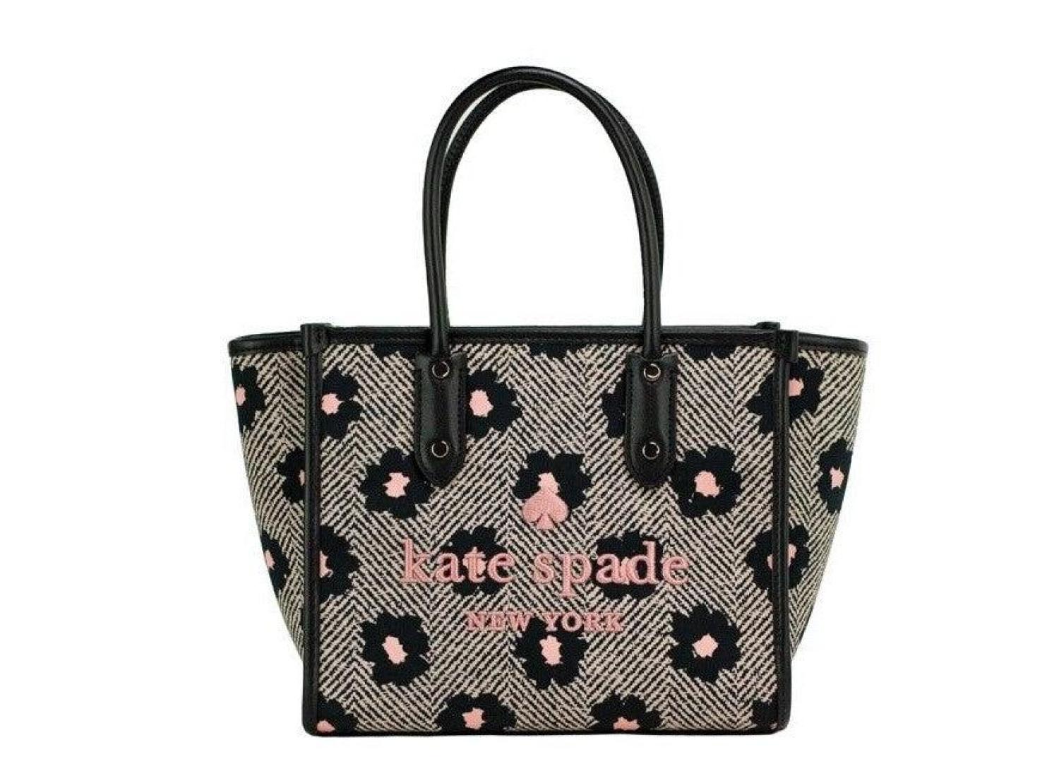 Kate Spade Ella Herringbone Floral Small Canvas Printed Crossbody Tote