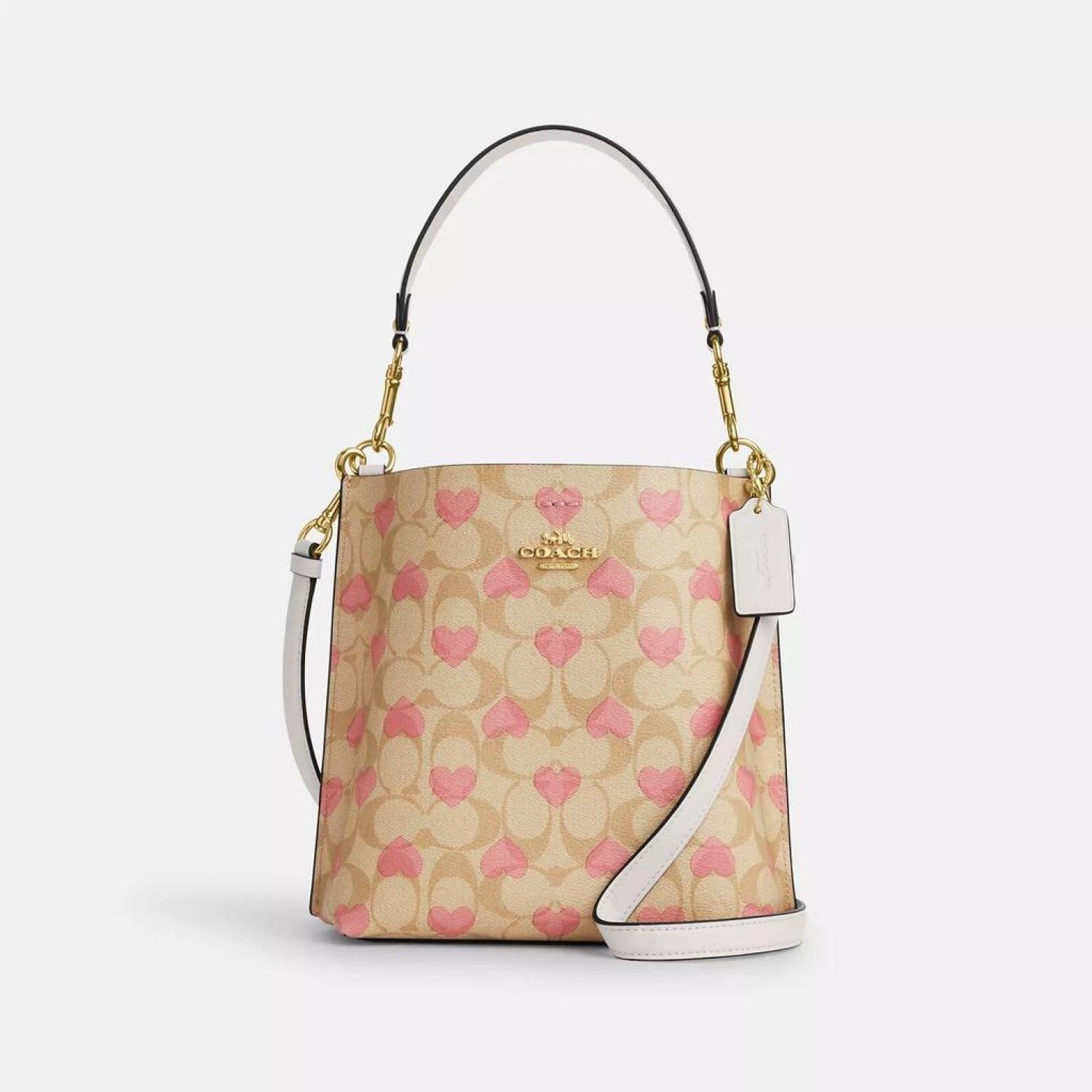 Small town bucket bag in signature canvas with heart floral best sale print