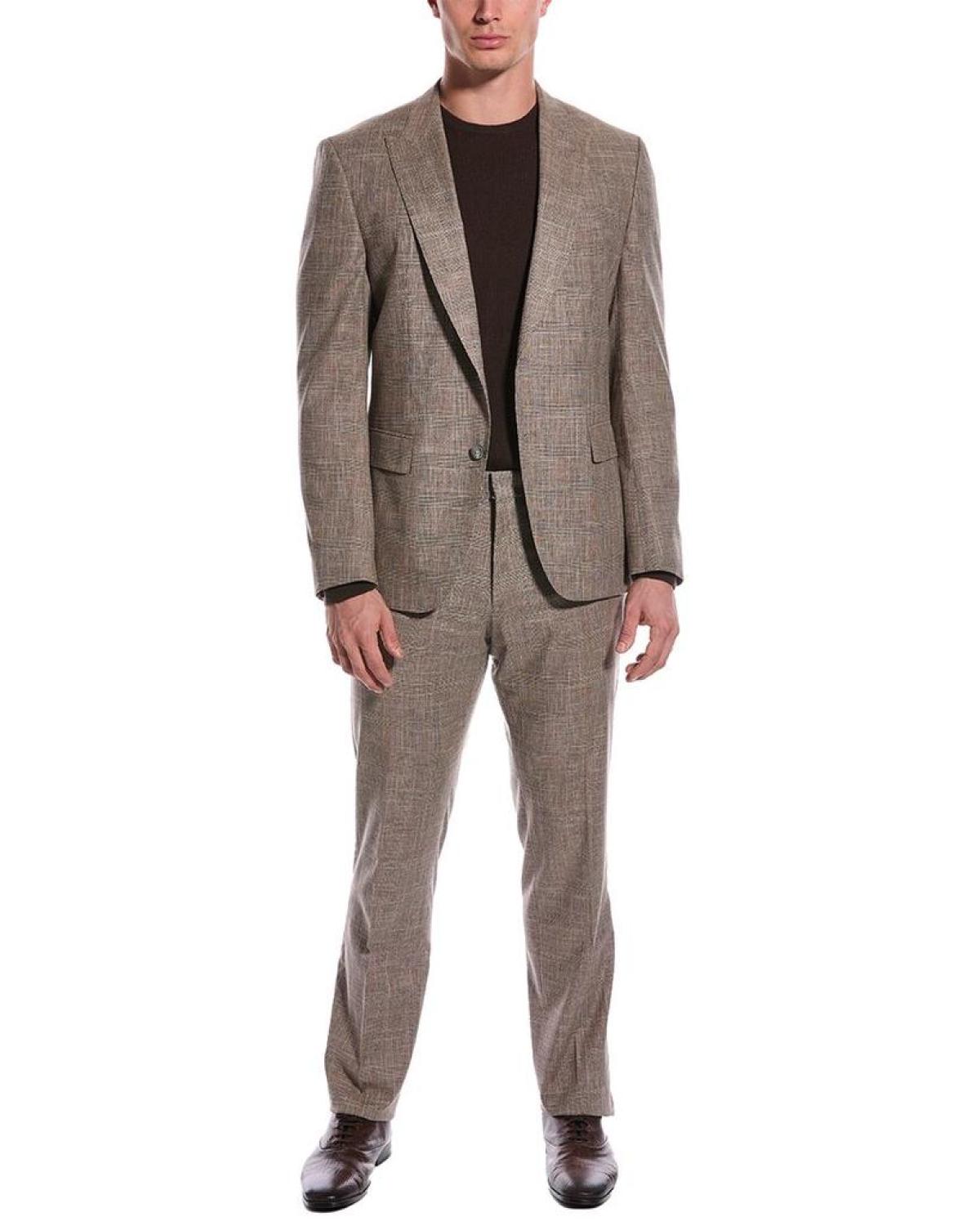 BOSS - Slim-fit suit in a linen blend