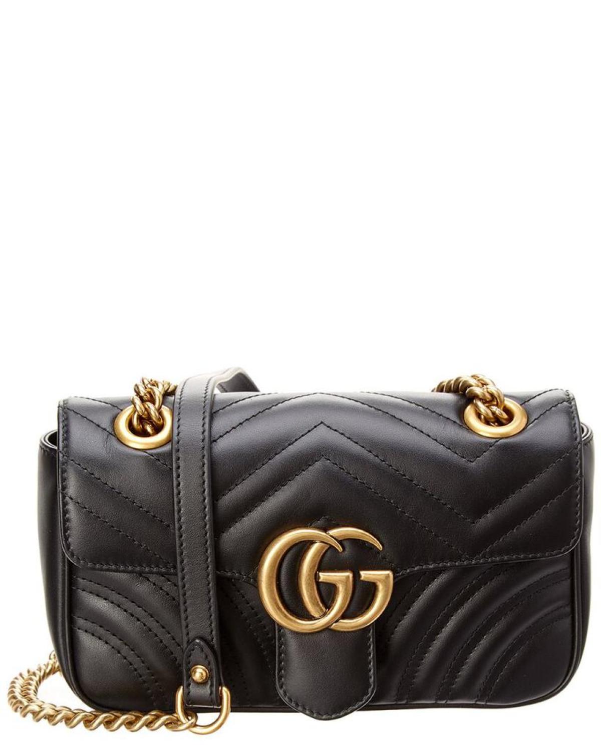 Gg marmont mini matelassé black leather shoulder discount bag