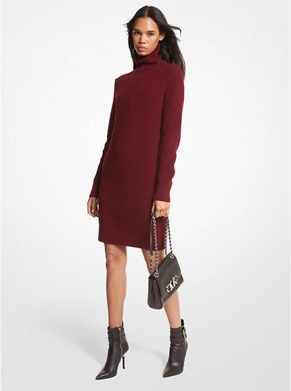 Burgundy turtleneck sweater dress online