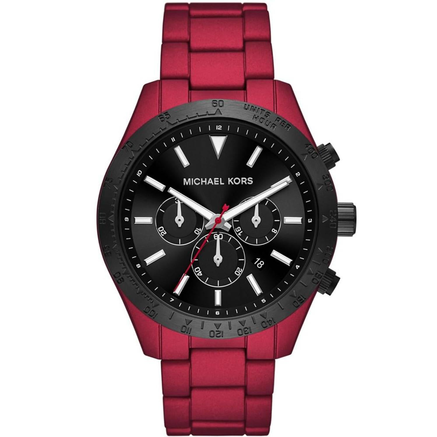 All red michael kors watch best sale