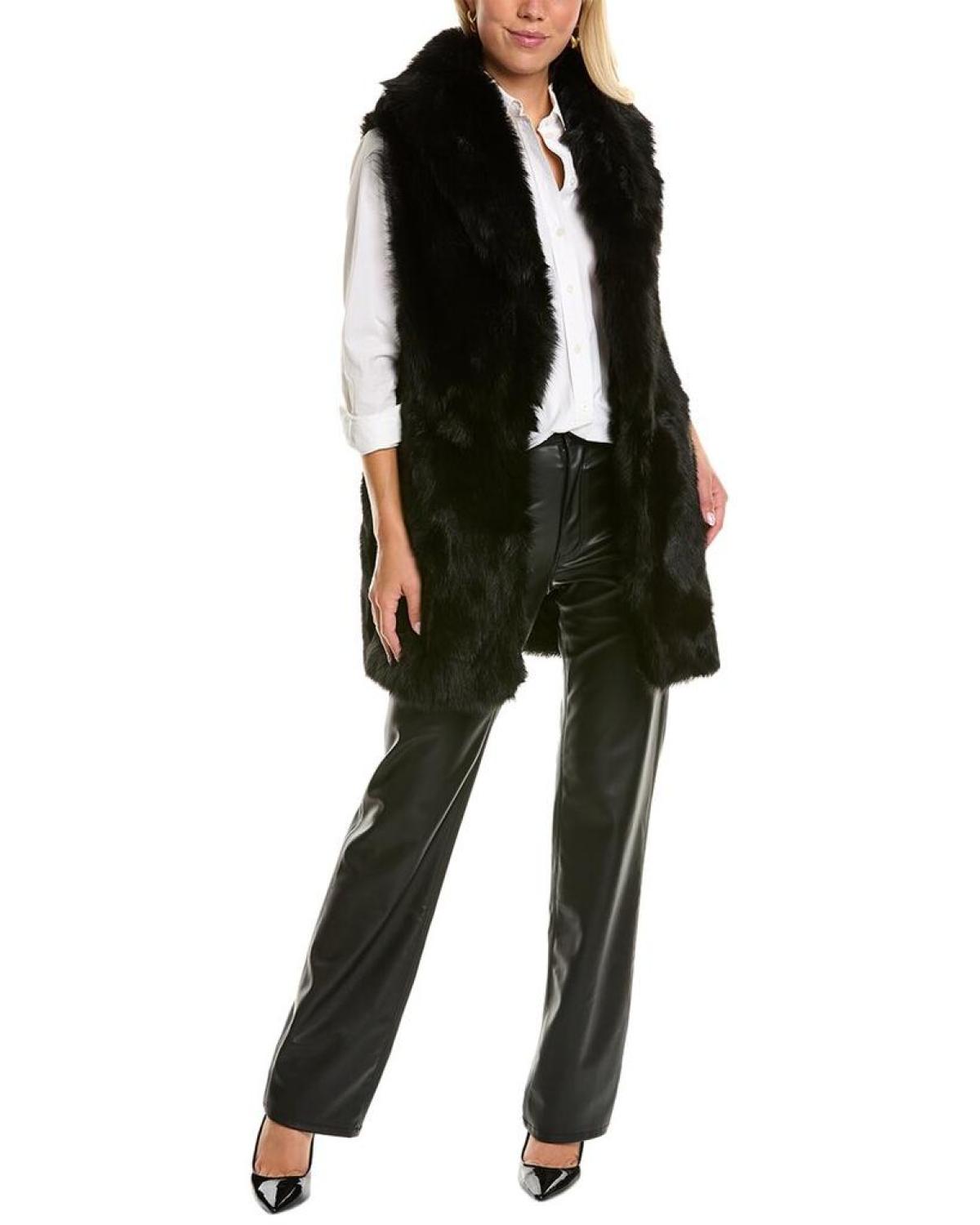 Michael kors black outlet fur vest