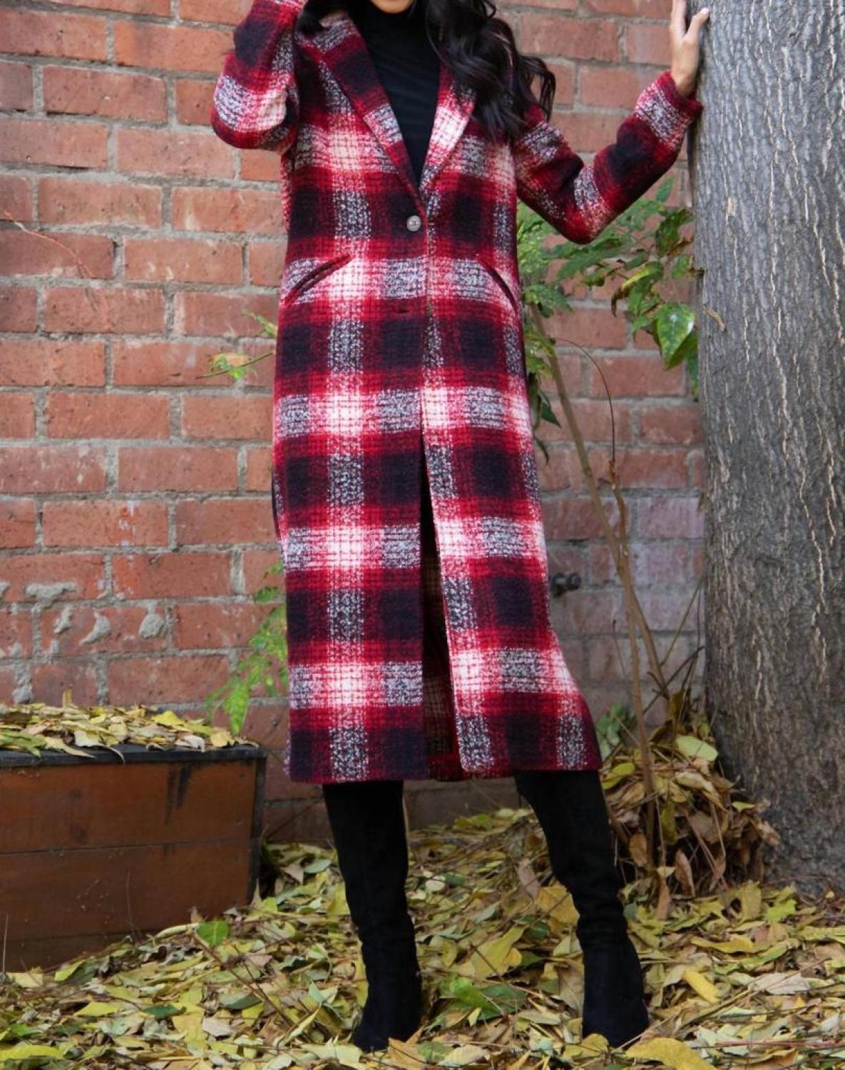 Longline cheap plaid coat