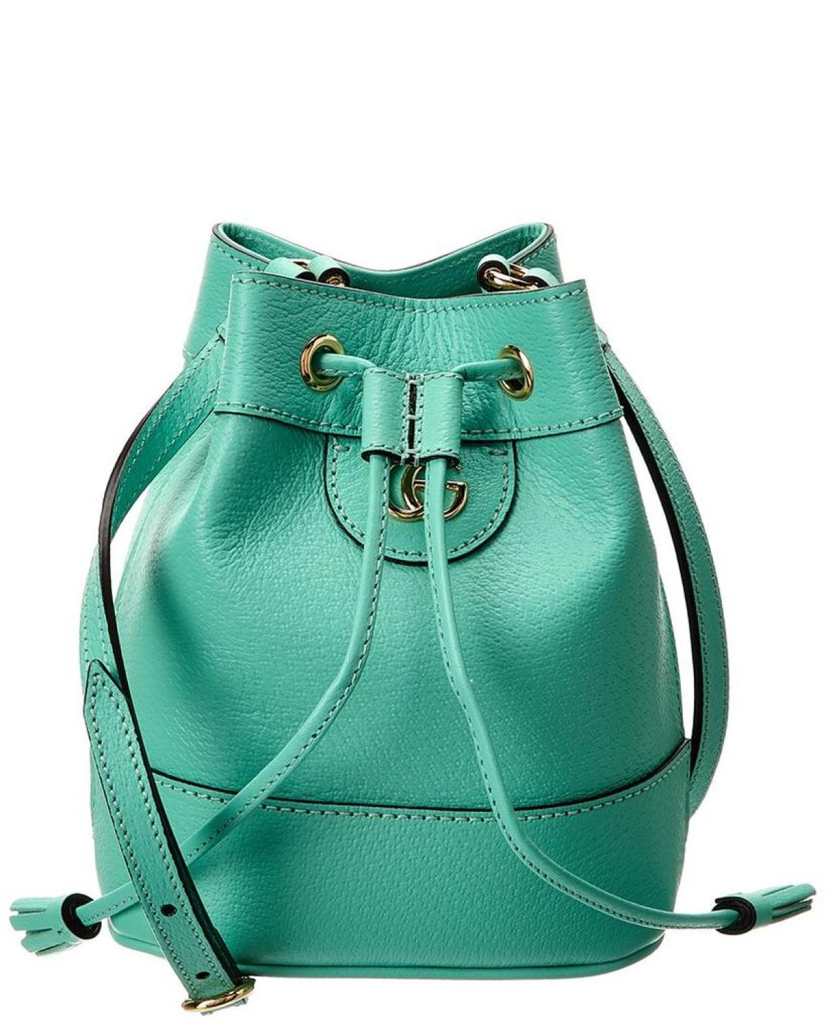 Ladies ophidia leather 2025 bucket bag in blue