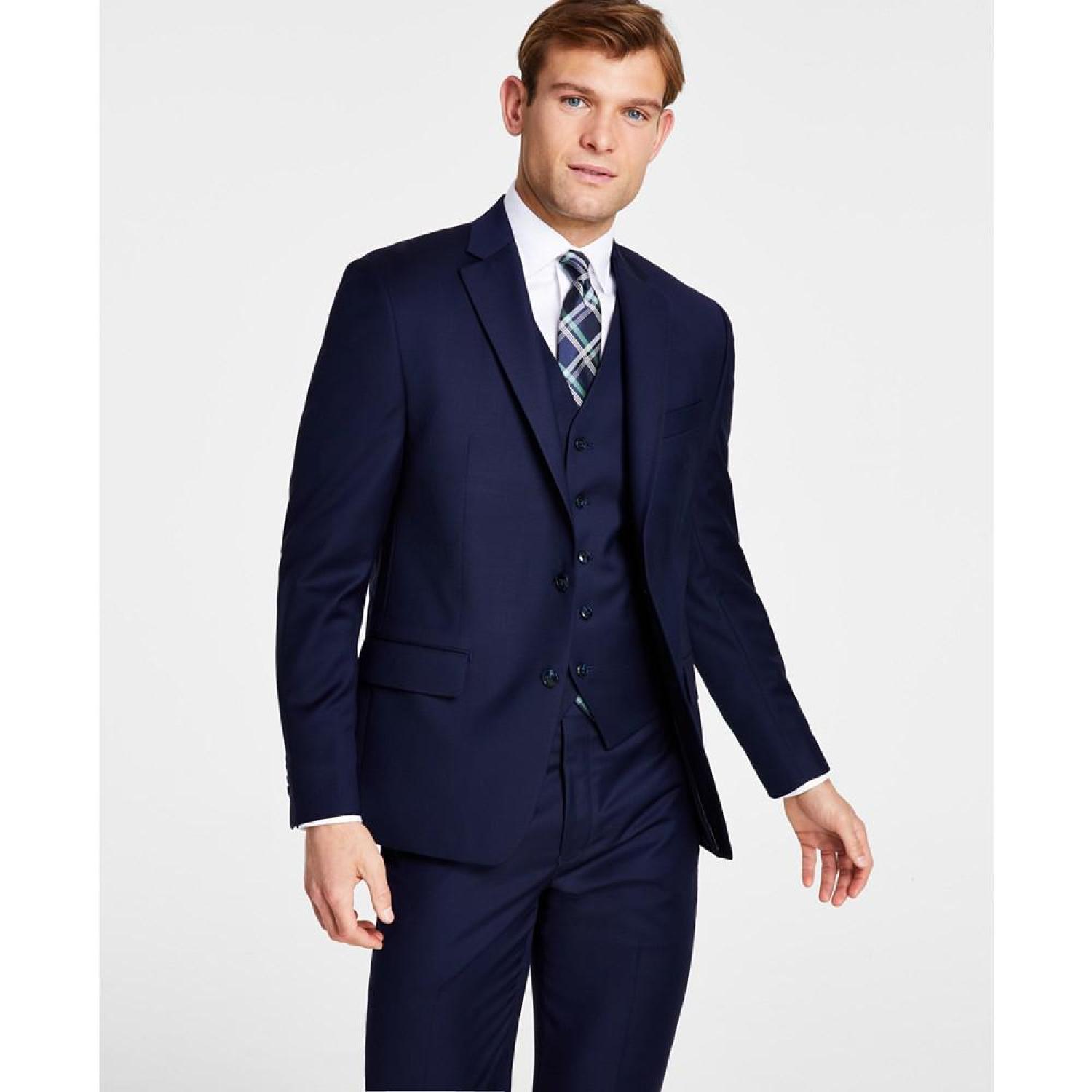 Michael Kors mens Modern-Fit Stretch Navy Blue Suit Jacket -sz 50R