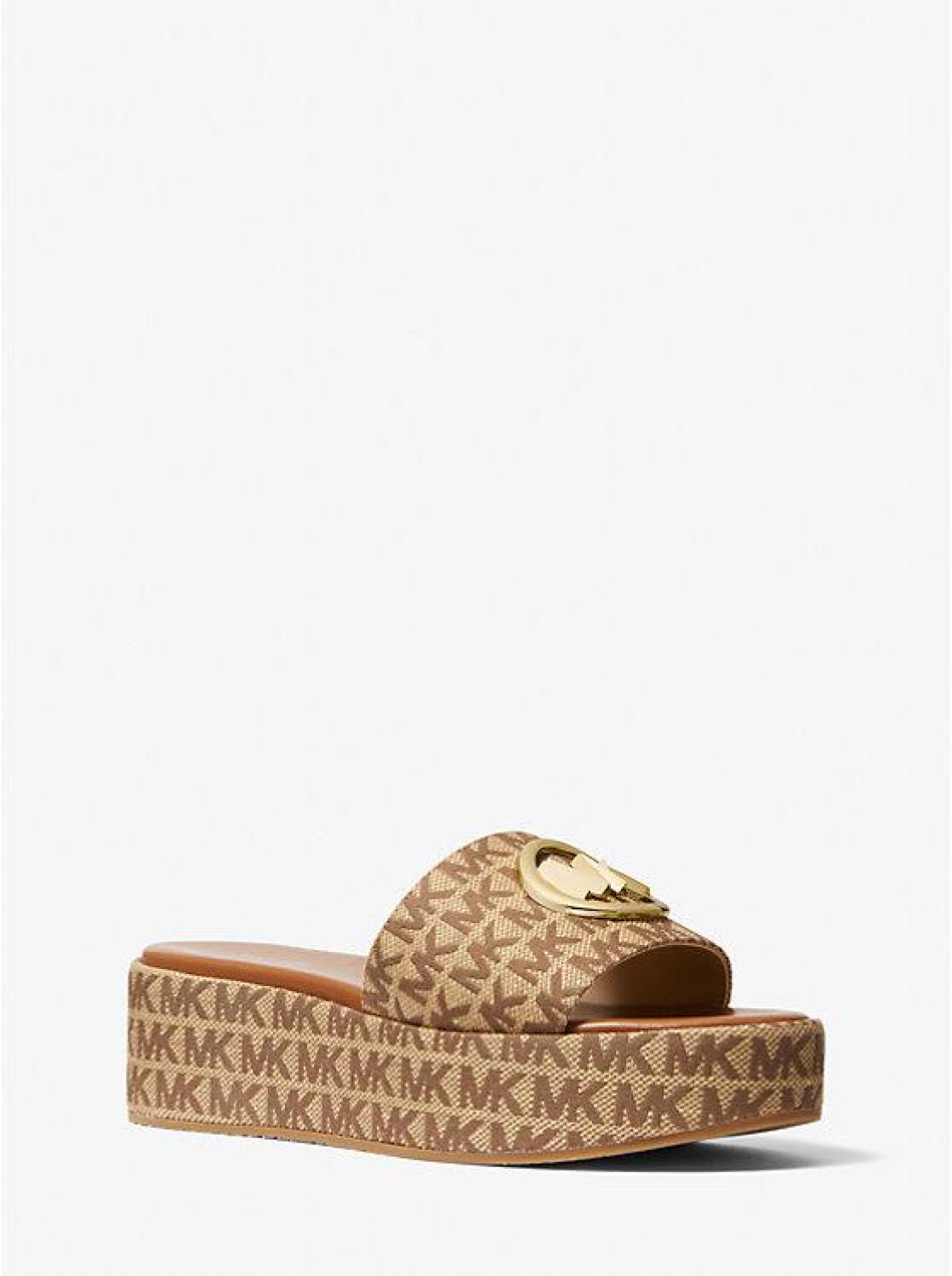 Sadler logo outlet jacquard wedge sandal