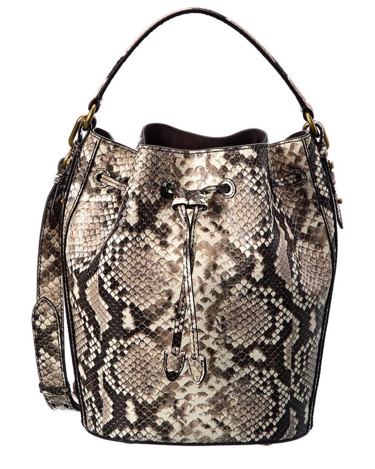 Michael Kors Collection Snake Embossed Leather Bucket Bag