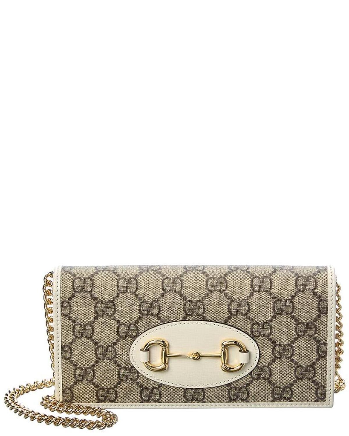 Gucci Horsebit 1955 Card Case Wallet, White, GG Canvas