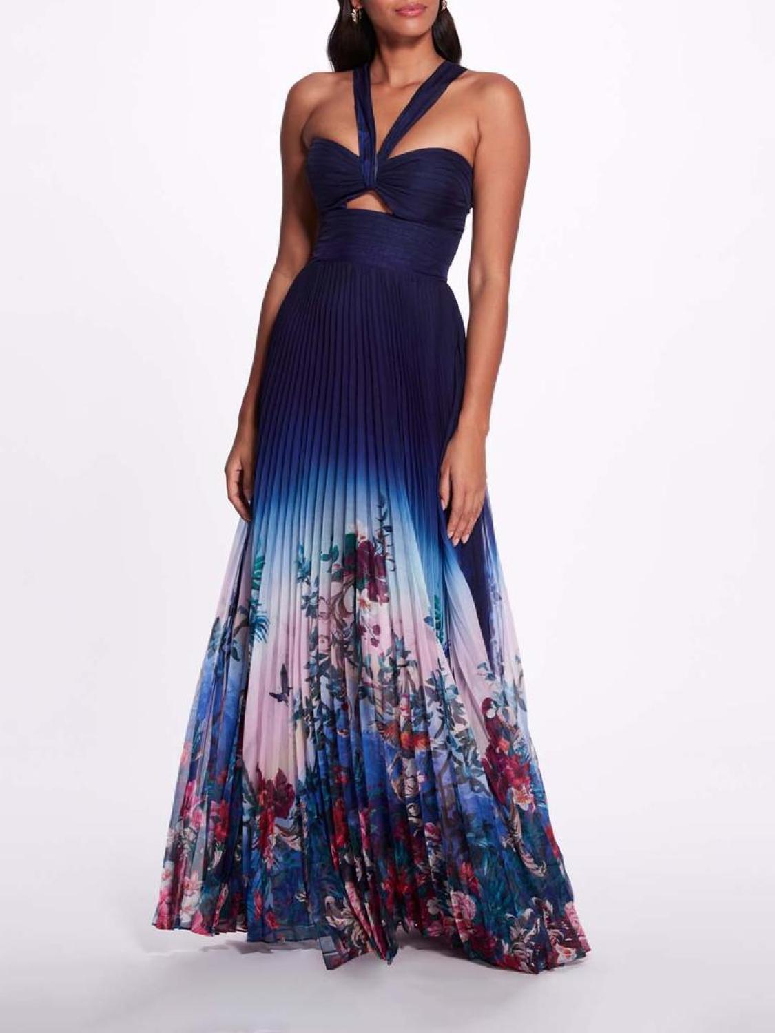 Halter Ombre Floral Gown