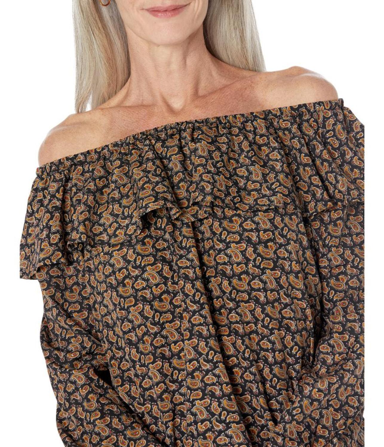 Paisley Off Shoulder Peasant Top