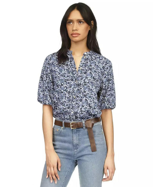 Women's Floral-Print Puff-Sleeve Top