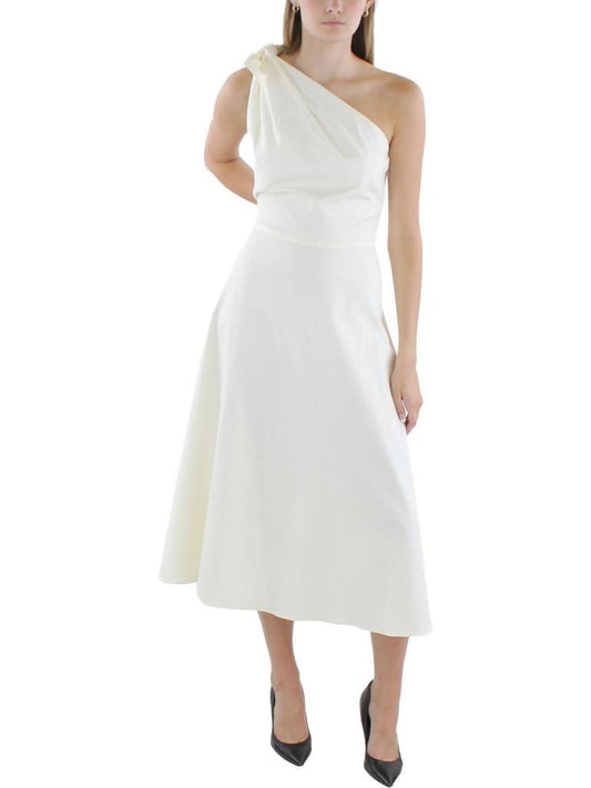 Womens One Shoulder Stretch Midi Dress