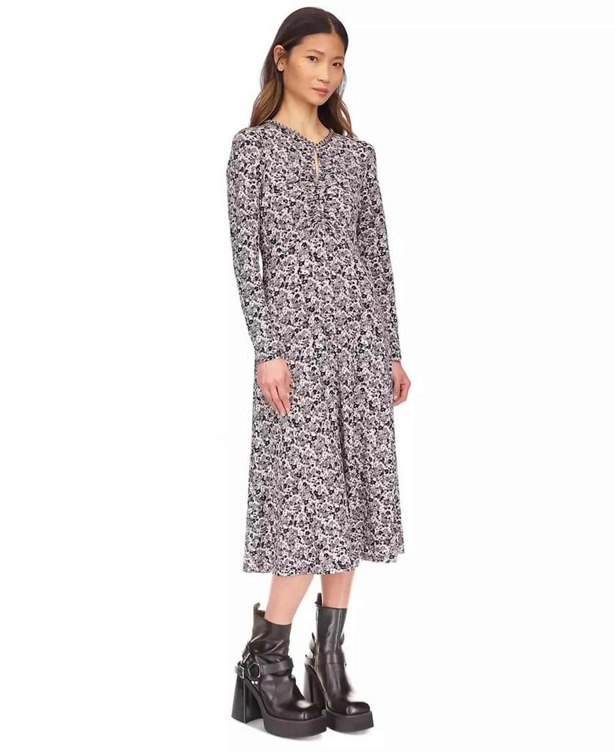 MICHAEL Chain-Neck Keyhole Printed Dress