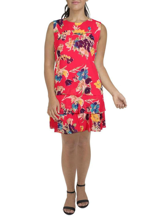 Georgette Womens Floral Short Mini Dress