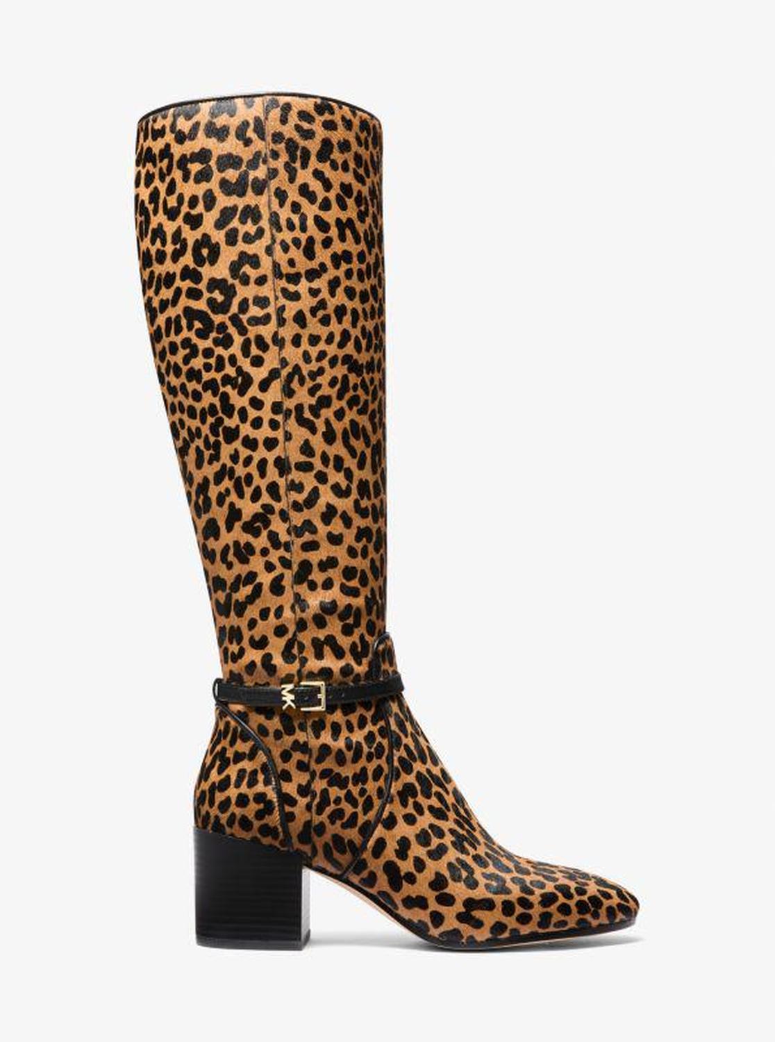 Ella Leopard Print Calf Hair Block Heel Boot