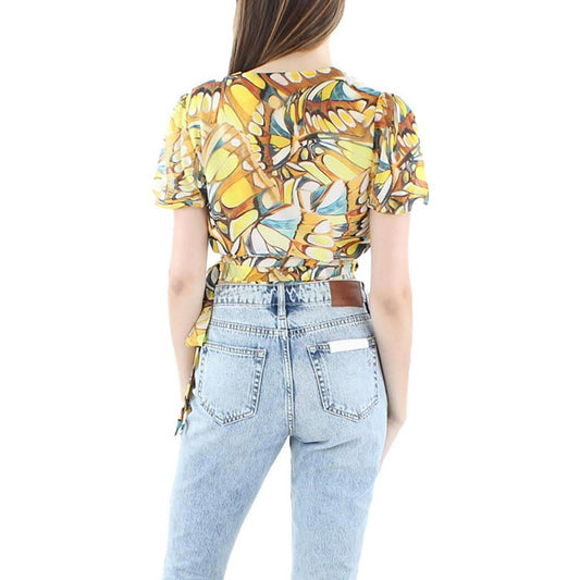 Womens Printed Polyester Wrap Top