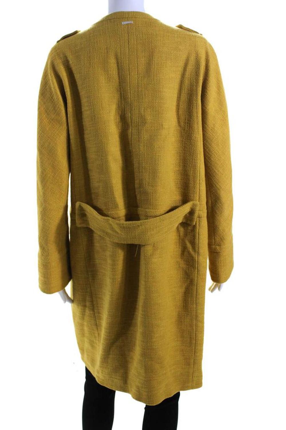 'S Max Mara Womens Cotton Woven Long Sleeve Mid Length Pea Coat Yellow