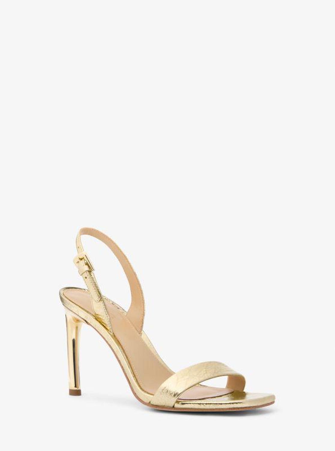 Kasia Crackled Metallic Leather Sandal