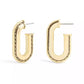 Gold-Tone Stitched Oval Hoop Earrings