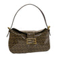 FENDI Zucchino Canvas Mamma Baguette Shoulder Bag Brown Auth yk7943