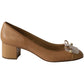 Michael Kors Gia Pearl Mid Heel Pumps in Camel Leather