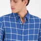 Men's Short-Sleeve Plaid Linen Button-Down Shirt