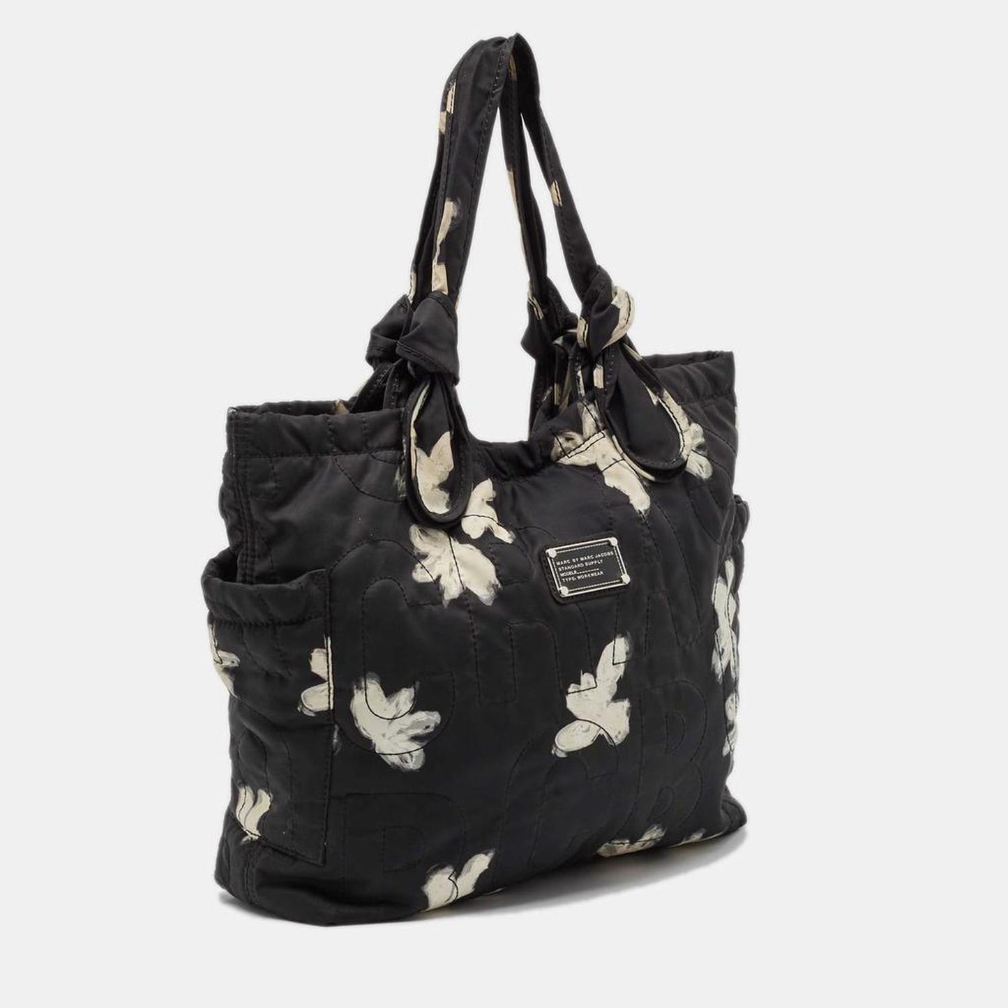 Marc By Marc Jacobs Black/white Nylon Floral Pretty Tate Tote