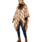 Reversible Plaid Ruana with Faux Fur Collar