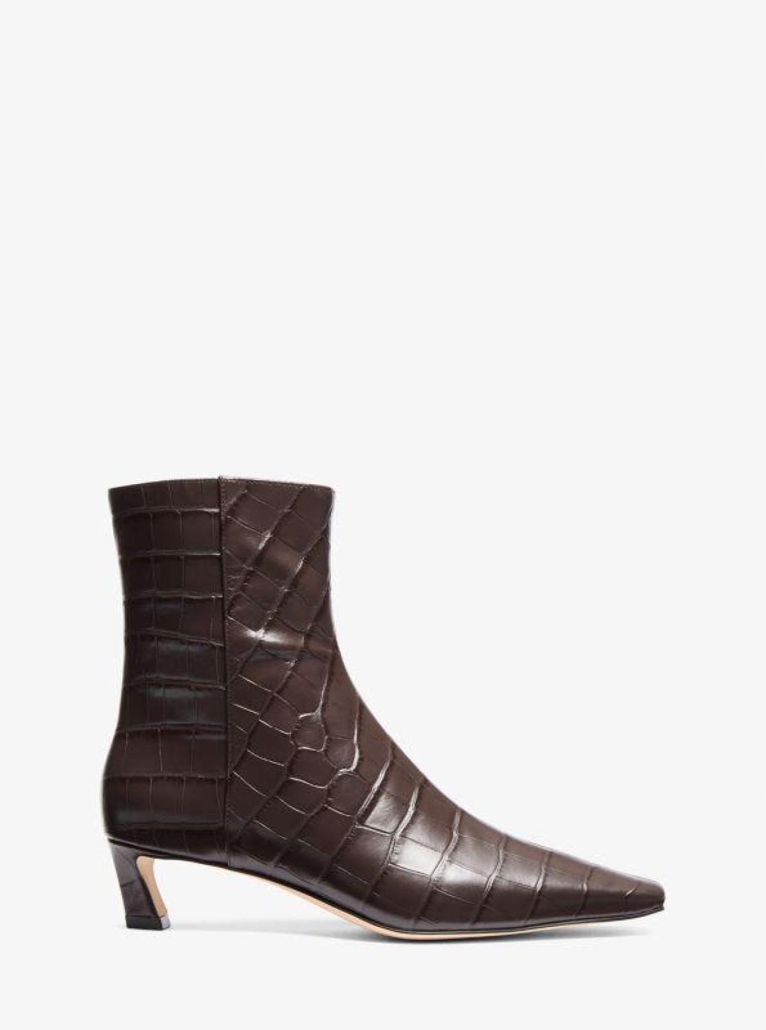 Cosmo Crocodile Embossed Leather Kitten Boot