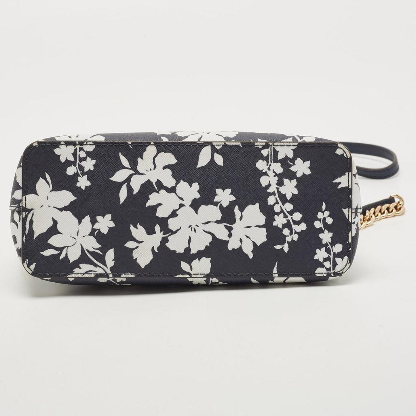 Michael Kors Navy  Leather Floral Dome Crossbody Bag