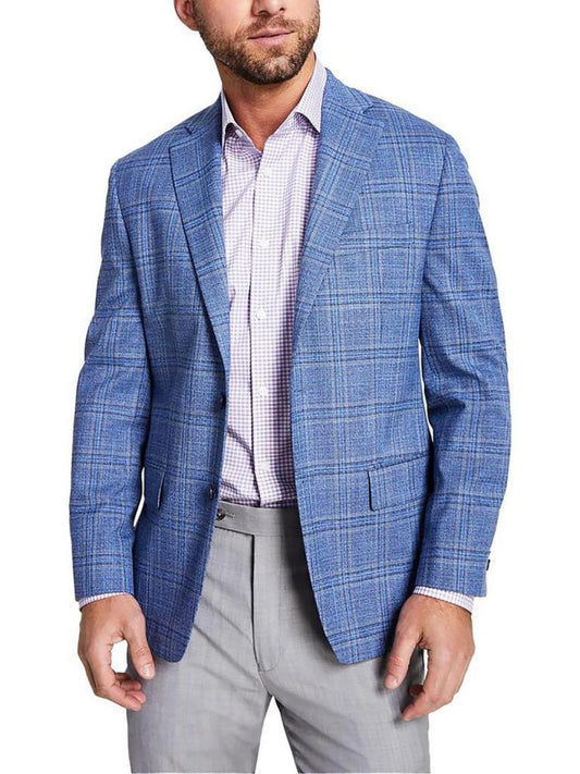 Mens Plaid Recycled Polyester Two-Button Blazer