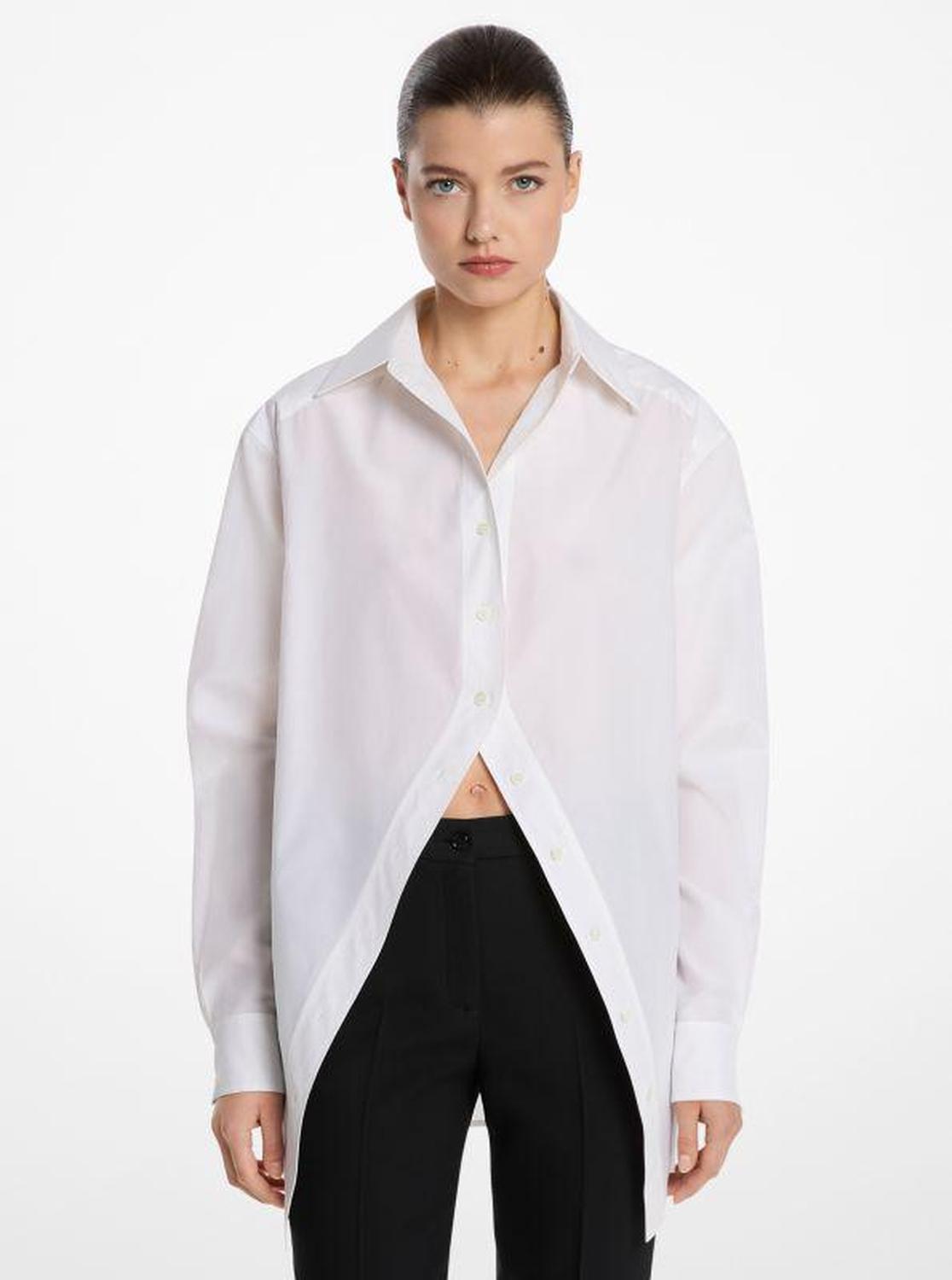 Silk and Cotton Taffeta Portrait Collar Shirt