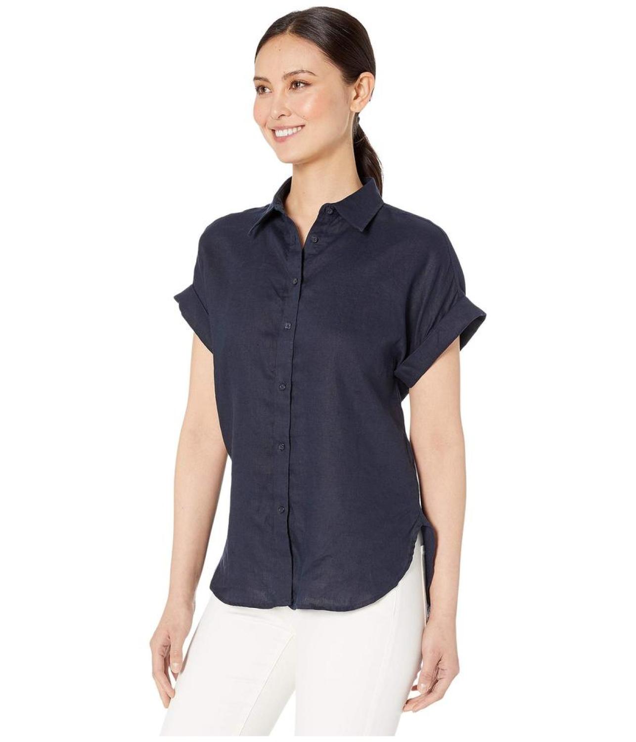 Linen Dolman-Sleeve Shirt