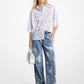 Hand-Splattered Bleach Denim Wide-Leg Jean