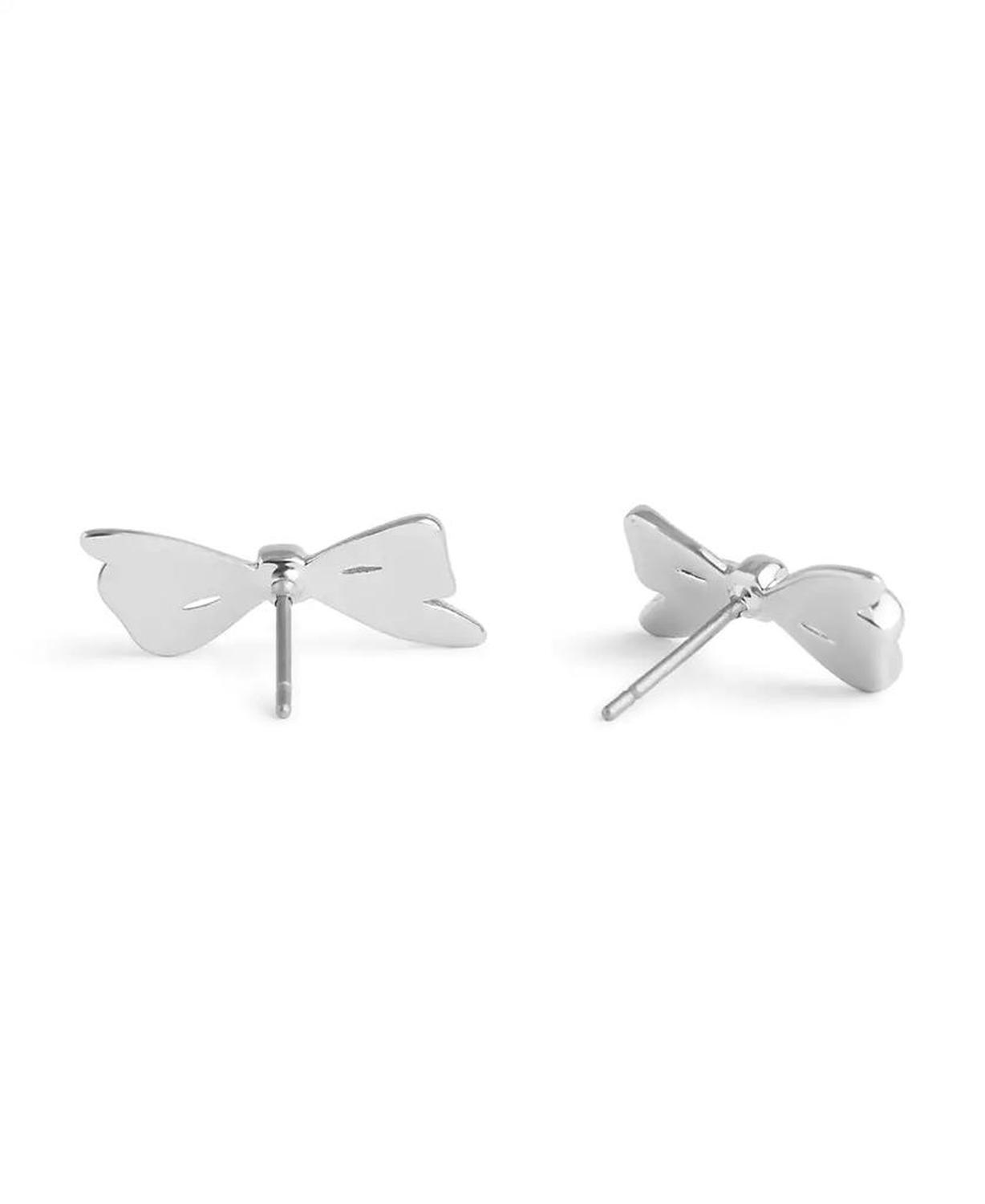 Rhodium Vintage Charms Signature Bow Stud Earrings