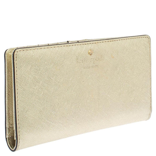 Kate Spade Metallic Gold Leather Long Flap Wallet..