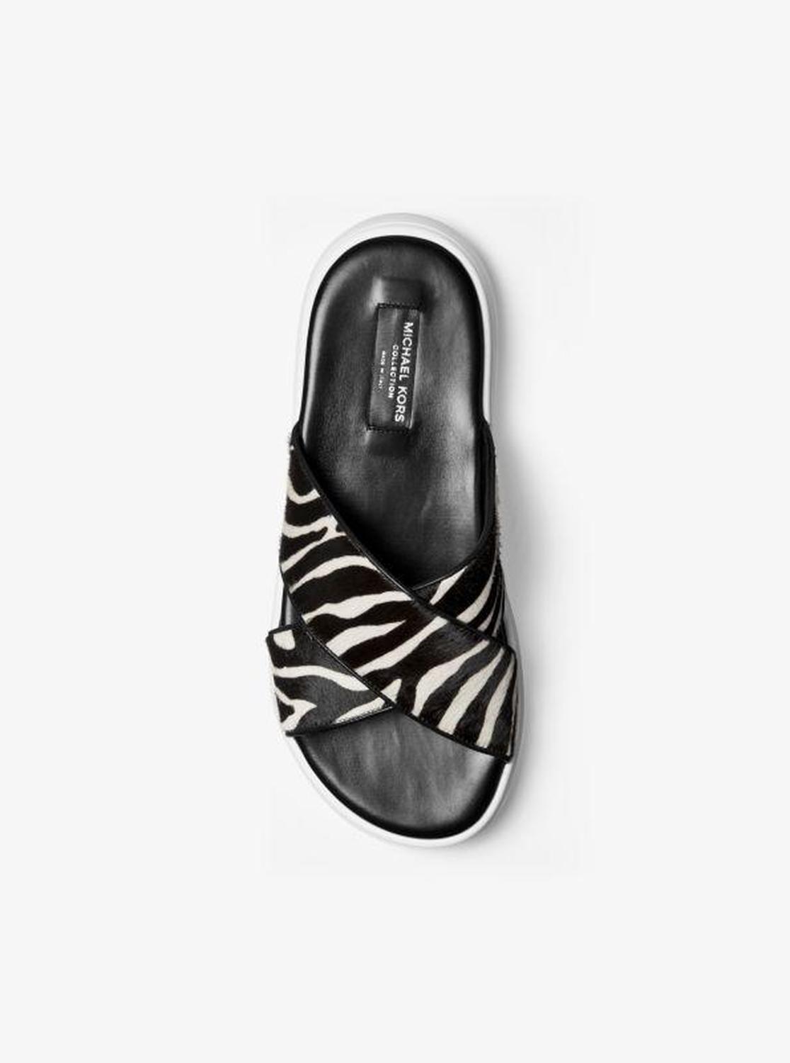 Daphne Zebra Calf Hair Slide Sandal