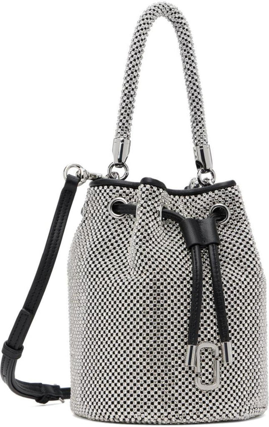 Silver & Black 'The Rhinestone Mini Bucket' Bag