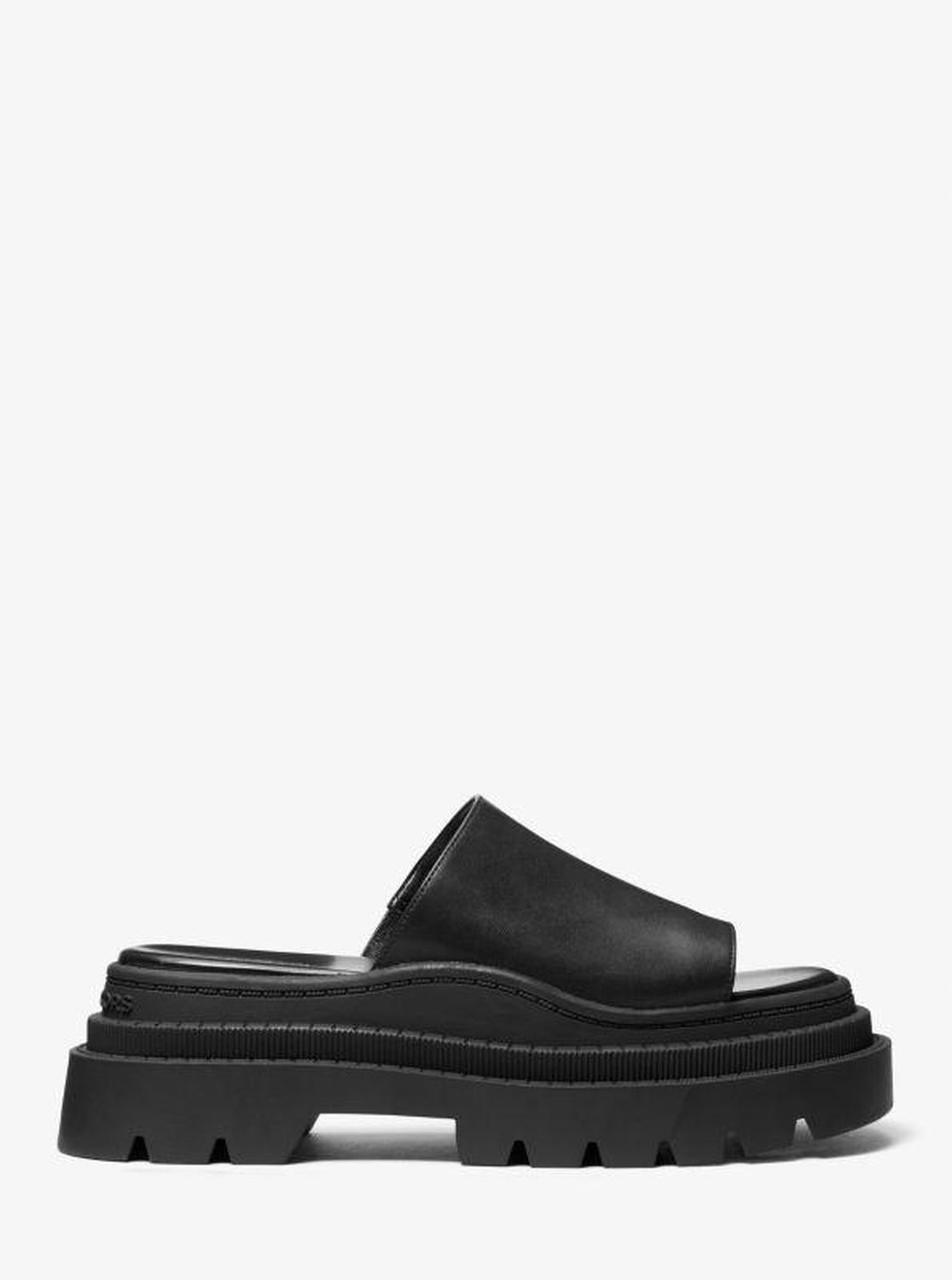 Kendra Leather Platform Slide Sandal