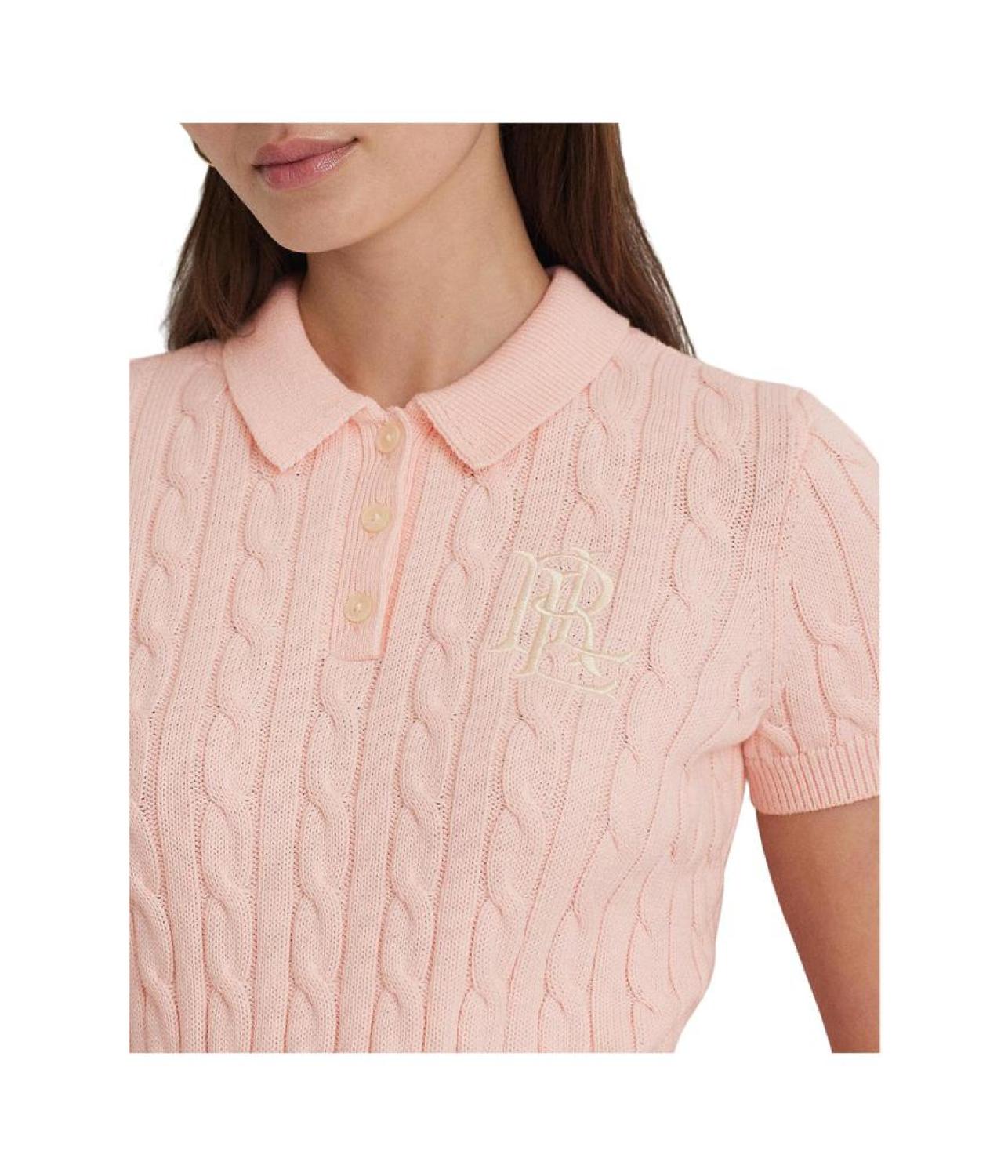 Cable-Knit Cotton Polo Sweater